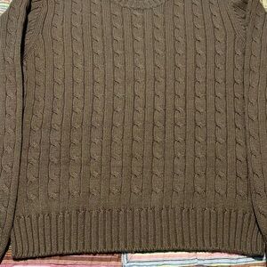 Vintage Tommy Hilfiger Cable Knit Brown Sweater Mens Y2K